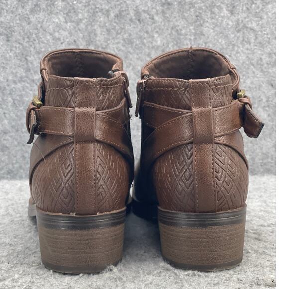 Baretraps Maci Brown Leather Buckle Strap Side Zip Ankle Boots Women 7M - Picture 9 of 11